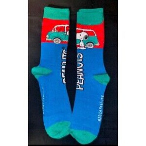 Peanuts Snoopy Crew Socks Size 6-13 Blue 1 Pair